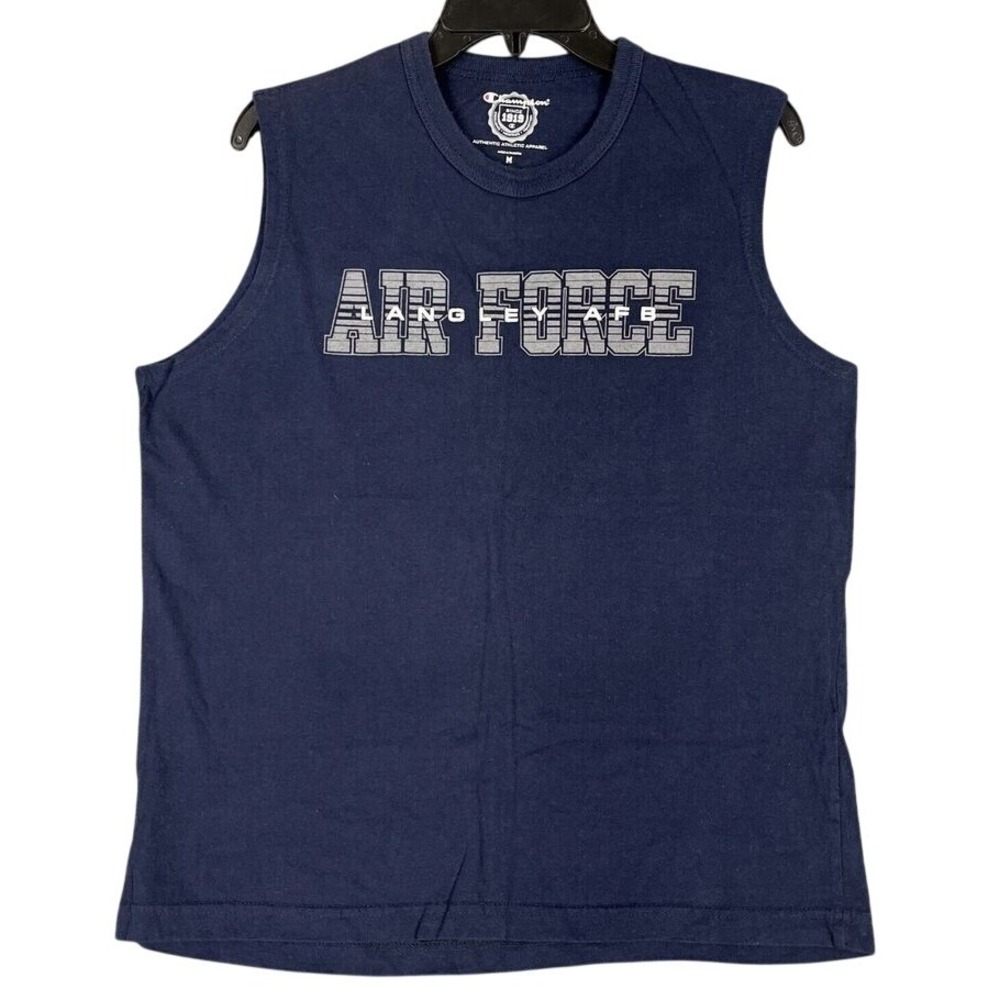 Air Force Langley AFB Shirt Mens Medium Blue‎ Champion Military PFU Athletics